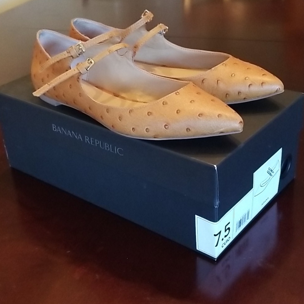 Banana Republic Ostrich Mary Jane Flats